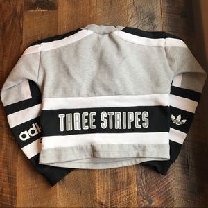 Adidas Three Stripes Crop Crew Sweatshirt Adidas Three Stripes Crop Crew Sweatshirt